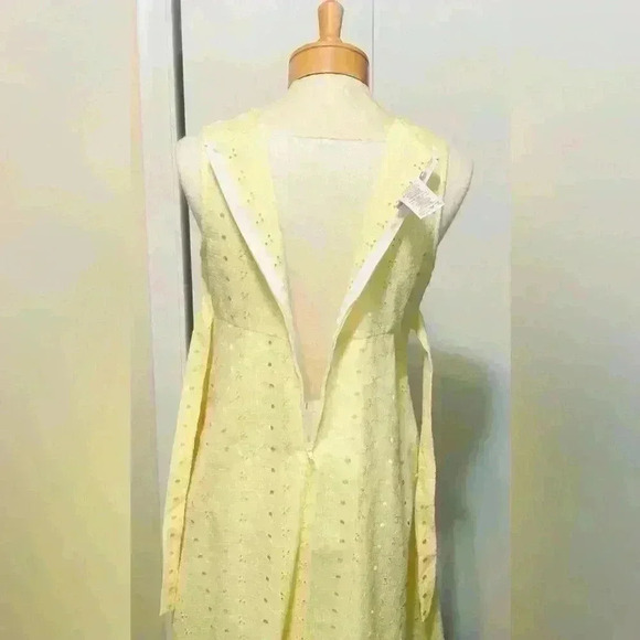 Ashley Ann Embroidered Eyelet Yellow Sundress Lined Tulle Hem Girls Size 14 1/2 - Picture 7 of 16
